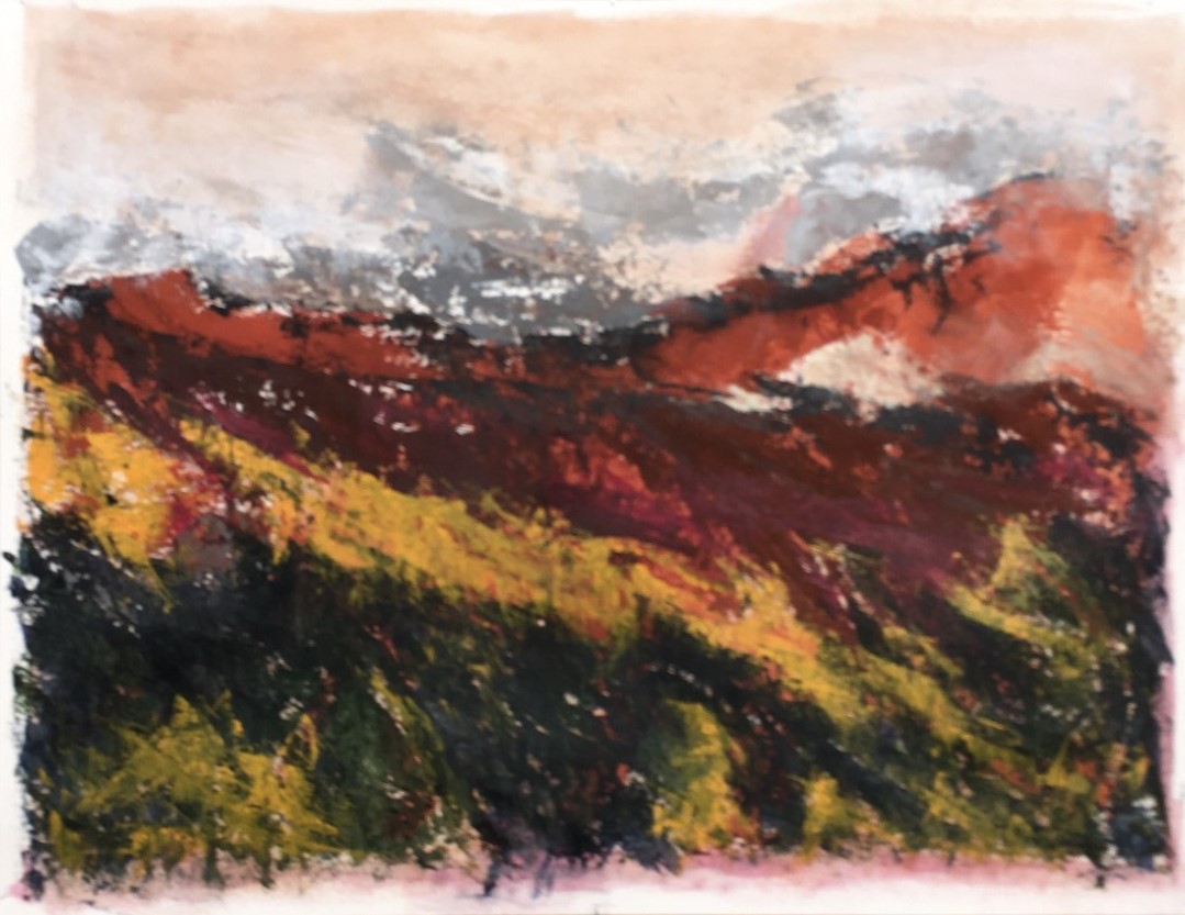 N° 9601 - Montagne anonyme - Acrylique et pigments sur papier - 50 x 65 cm - 8 janvier 2021